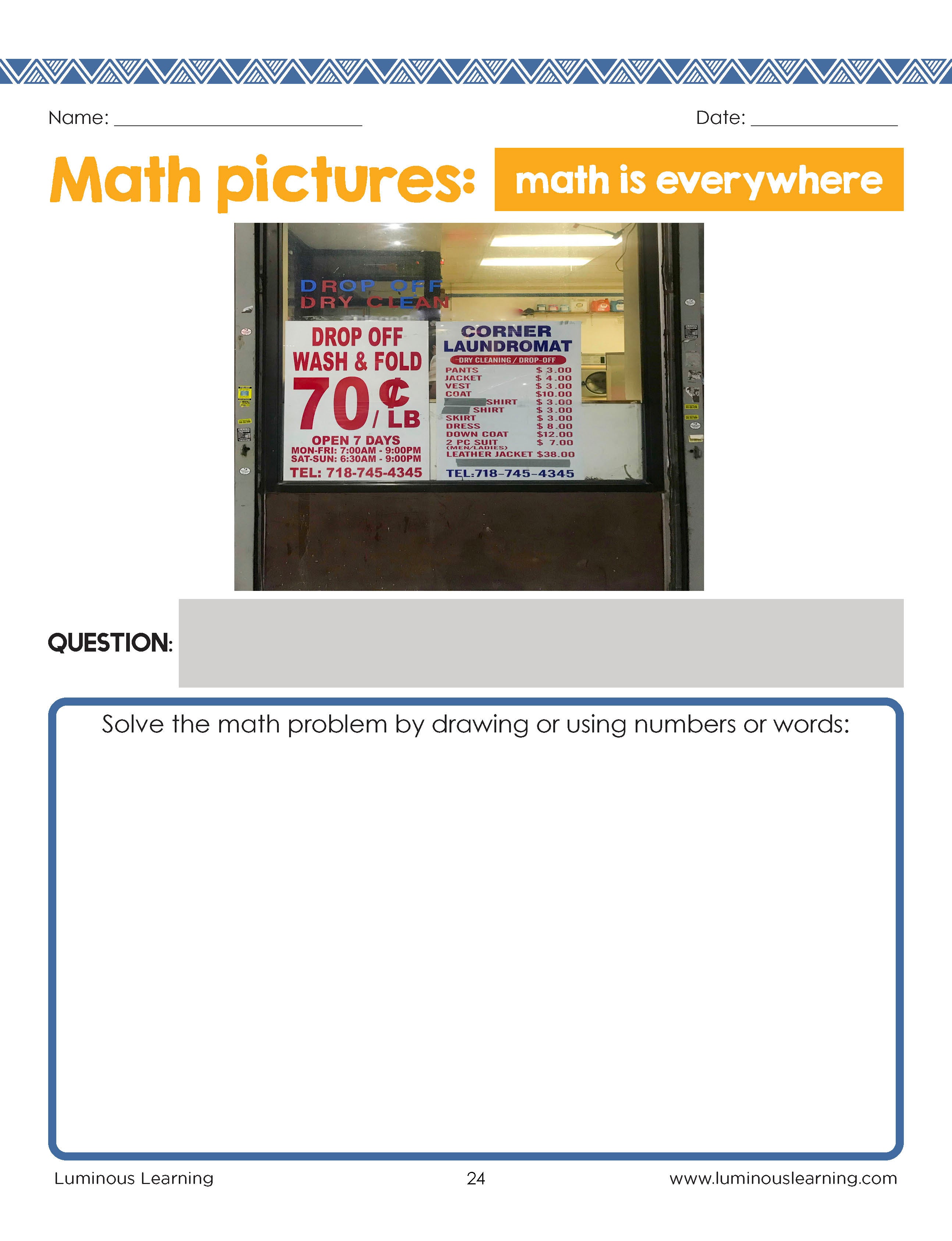 "Math is Everywhere" Workbook for Grades 3 - 5