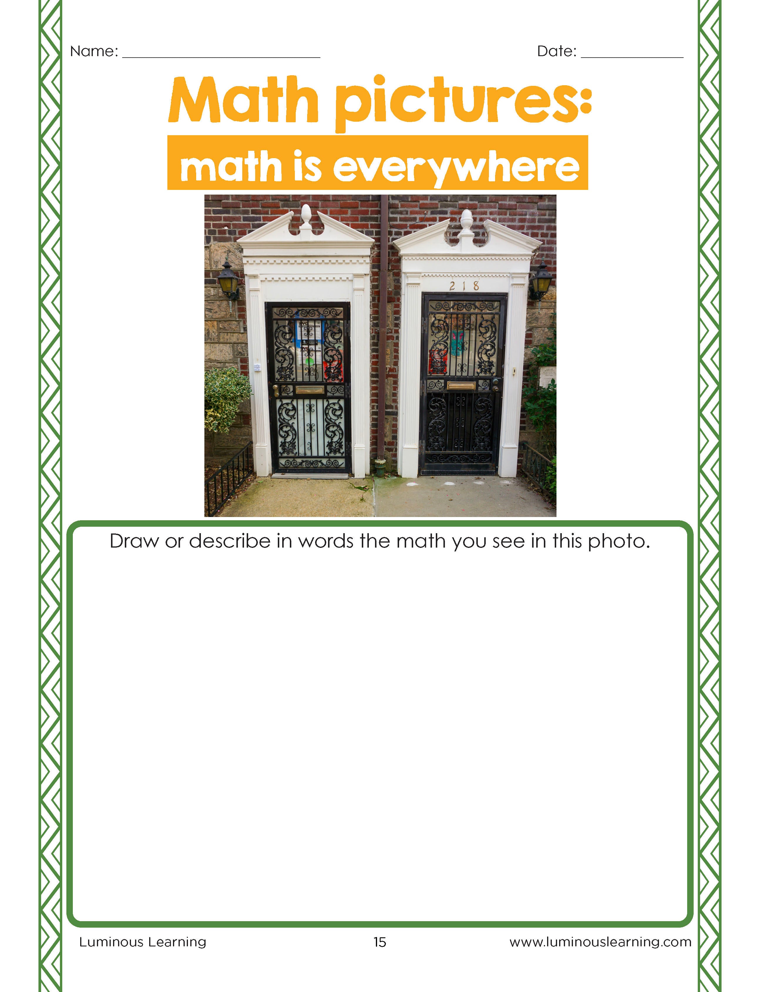 "Math is Everywhere" Workbook for Grades K - 2