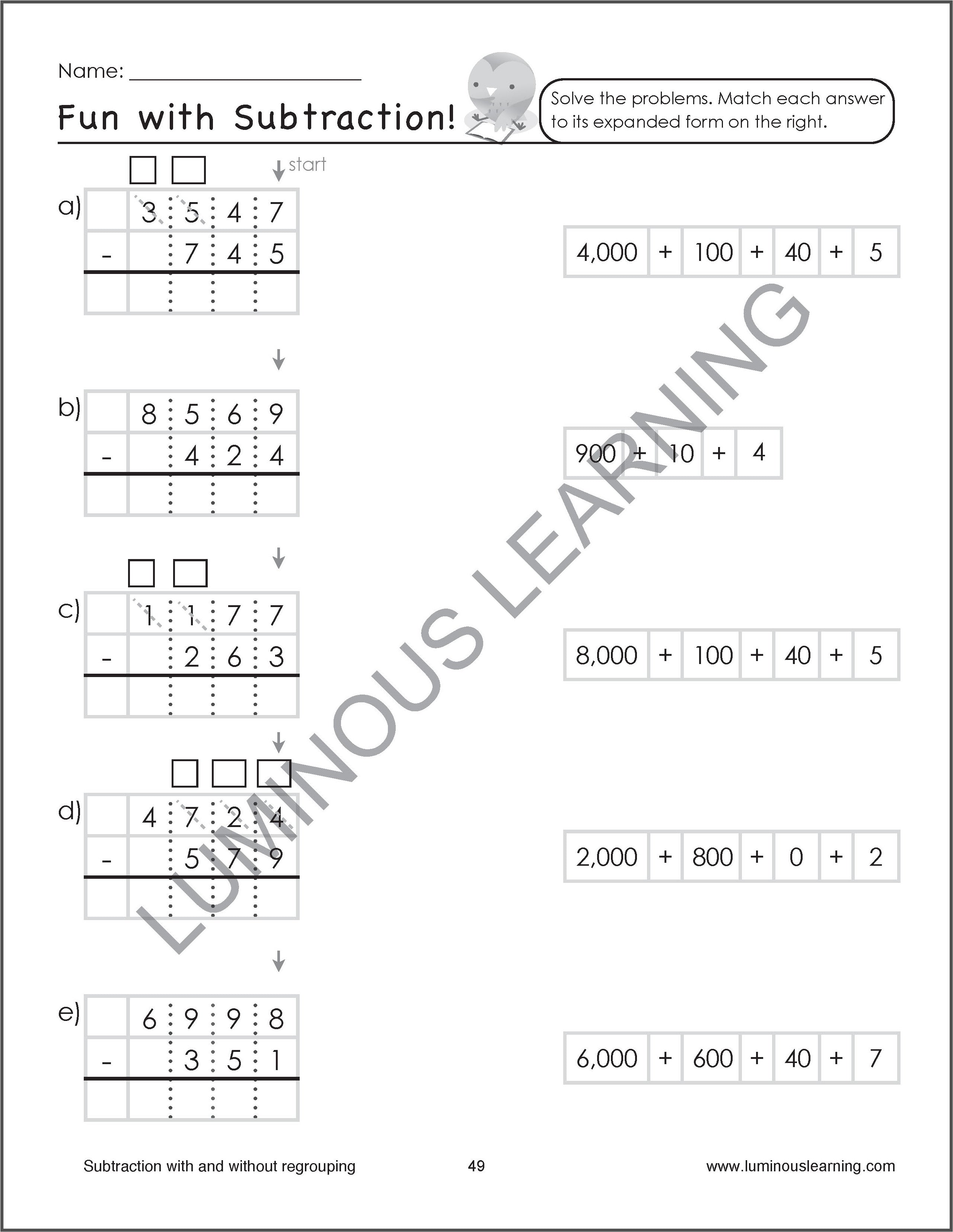 Workbook Add Math Form 4 Grade 4 Addition and Subtraction Workbook
