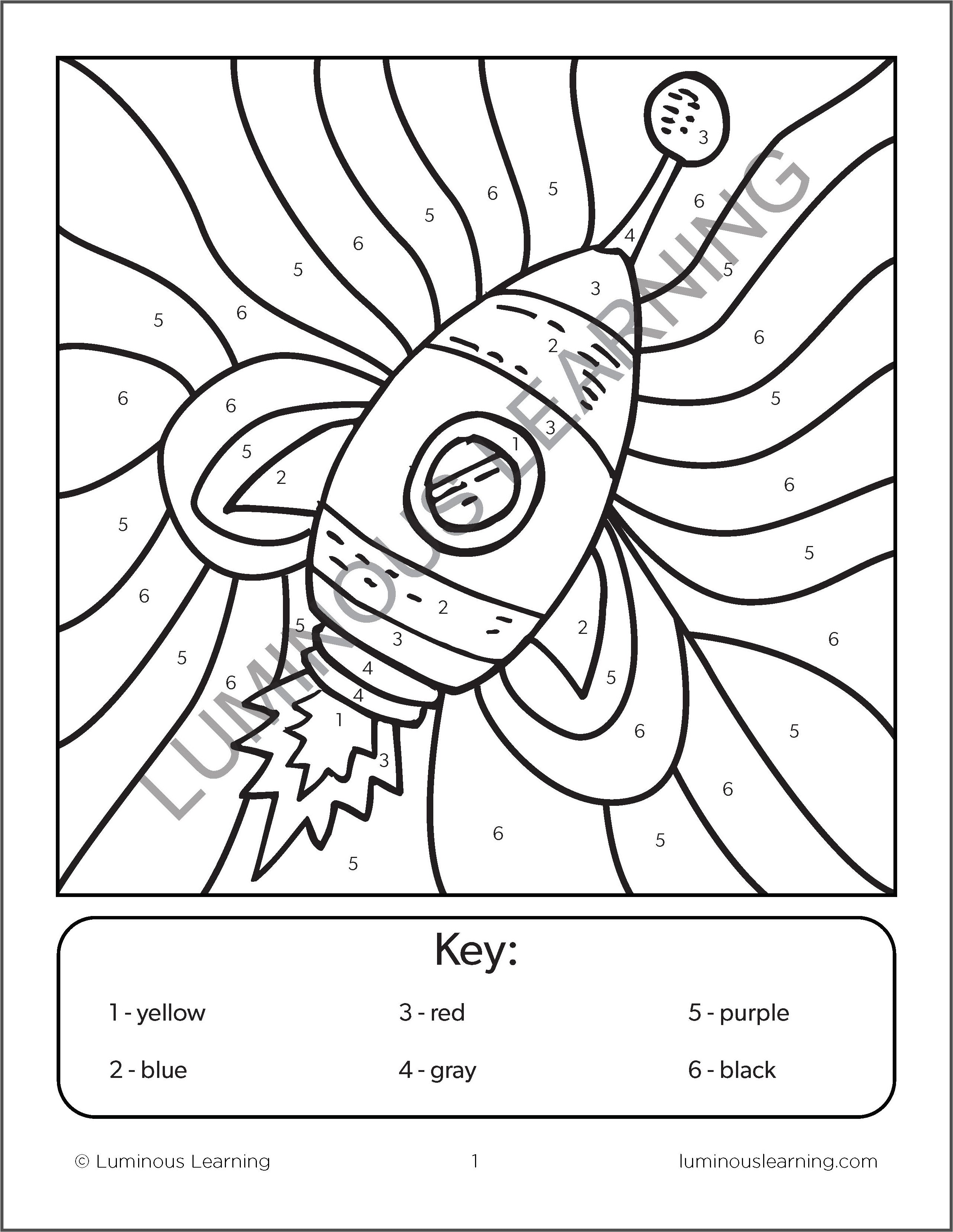 Color By Numbers - Space - Math Activity Book For Kids