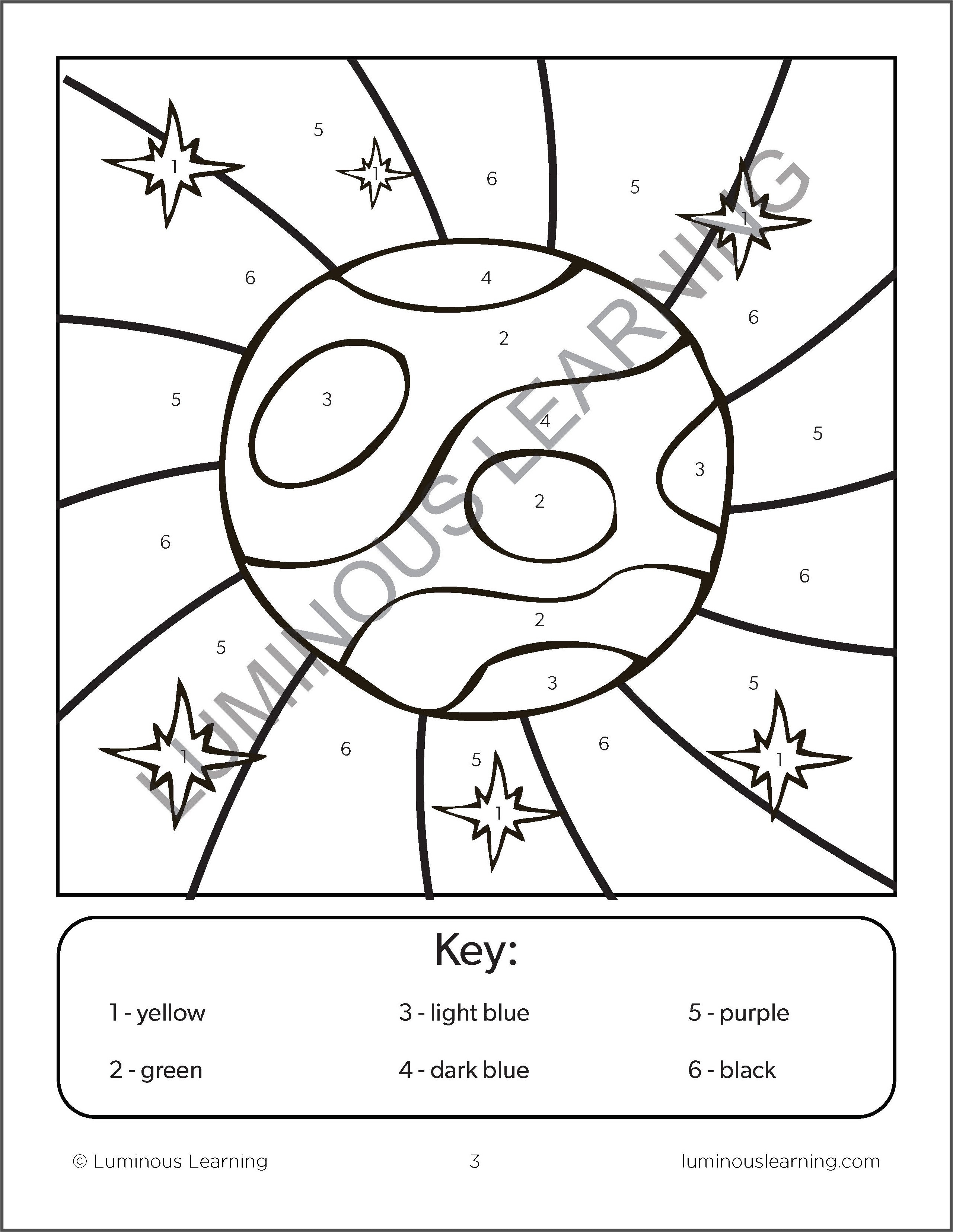 Color By Numbers - Space - Math Activity Book For Kids